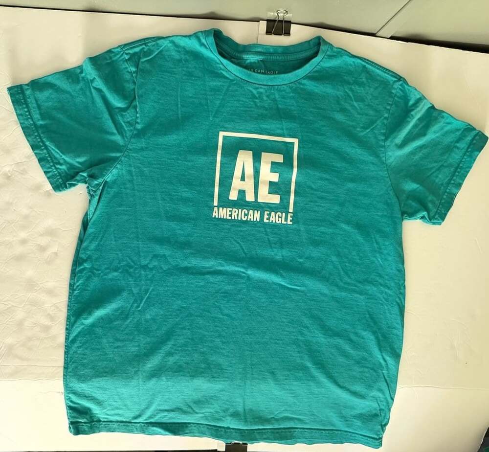 American Eagle Outfitters AE Logo Graphic Teal Short Sleeve T-Shirt